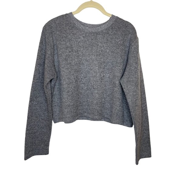 NWT Zara Grey Cropped Ribbed Sweater, M